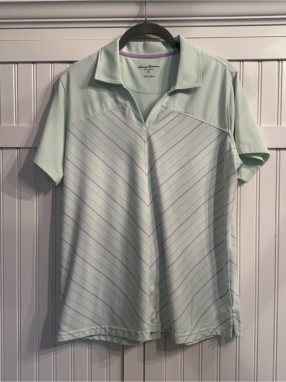 Tommy Armour Dri-Logic Polo — Mint with Lavender Trim